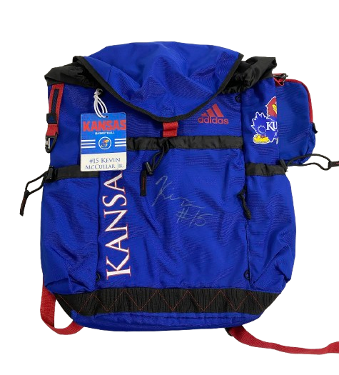 Kevin McCullar Jr. Kansas Basketball Player Exclusive SIGNED Backpack with Player Tag