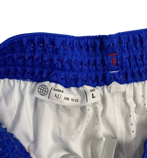 Kevin McCullar Jr. Kansas Basketball Player Exclusive Game Shorts with Player Tag (Size L)