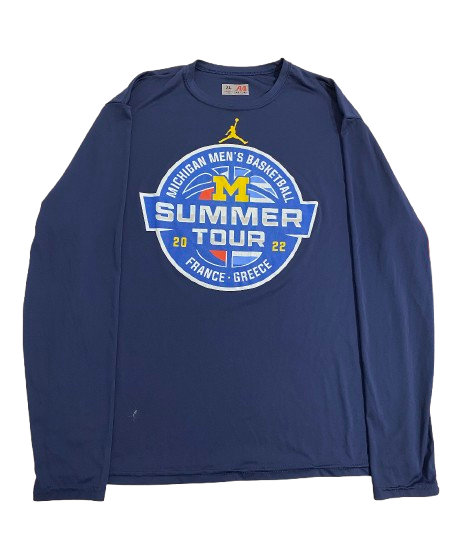 Jackson Selvala Michigan Basketball Player Exclusive 2022 Summer Tour Long Sleeve Shirt (Size XL)