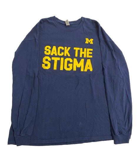 Jackson Selvala Michigan "SACK THE STIGMA" Long Sleeve Shirt (Size XXL)