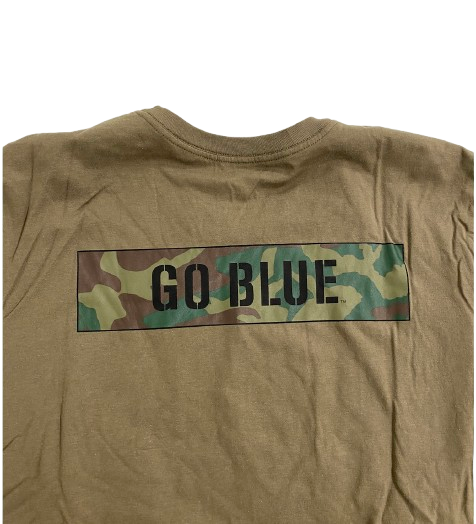 Jackson Selvala Michigan Basketball Player Exclusive Camo Shirt with American Flag (Size XL)