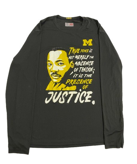 Jackson Selvala Michigan Basketball Player Exclusive "MLK DAY" Pre-Game Warm-Up Long Sleeve Shooting Shirt (Size XL)