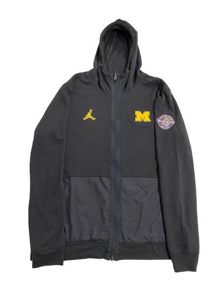 Jackson Selvala Michigan Basketball Player Exclusive Black "2022 Summer Tour" Jacket with Raised Block M (Size XLT)
