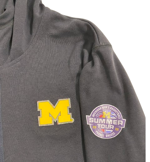 Jackson Selvala Michigan Basketball Player Exclusive Black "2022 Summer Tour" Jacket with Raised Block M (Size XLT)