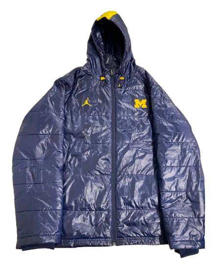 Jackson Selvala Michigan Basketball Player Exclusive Heavy Duty Winter Bubble Jacket (Size XL)