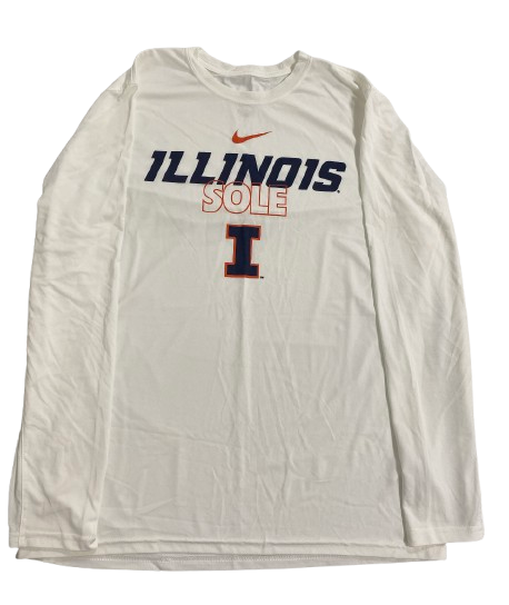 Marcus Domask Illinois Basketball Player Exclusive "ILLINOIS SOLE" Pre-Game Warm-Up Long Sleeve Shooting Shirt (Size XL)