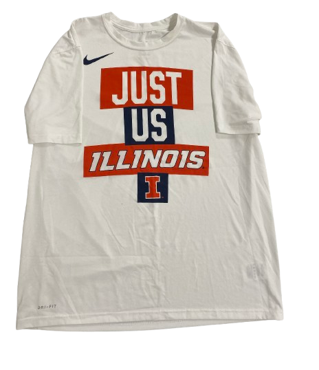 Marcus Domask Illinois Basketball Team Issued "JUST US ILLINOIS" Workout Shirt (Size XL)