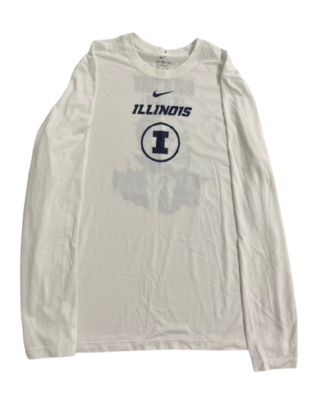 Marcus Domask Illinois Basketball Player Exclusive "2024 MLK DAY" Pre-Game Warm-Up Long Sleeve Shooting Shirt (Size XL)