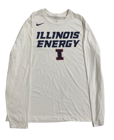 Marcus Domask Illinois Basketball Player Exclusive "ILLINOIS ENERGY" Pre-Game Warm-Up Long Sleeve Shooting Shirt (Size XL)