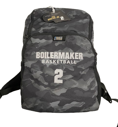 Eric Hunter Jr. Purdue Basketball Player Exclusive Travel Backpack with Number & Travel Tag