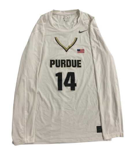 Eric Hunter Jr. Purdue Basketball Player Exclusive "CARL LANDRY" Night Pre-Game Warm-Up Long Sleeve Shooting Shirt (Size M)