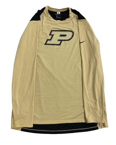 Eric Hunter Jr. Purdue Basketball Player Exclusive Pre-Game Warm-Up Long Sleeve Shooting Shirt (Size L)