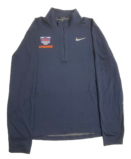 Justin Lamson Syracuse Football Player Exclusive "BAD BOY MOWERS PINSTRIPE BOWL YANKEE STADIUM" Quarter-Zip Pullover (Size XL)