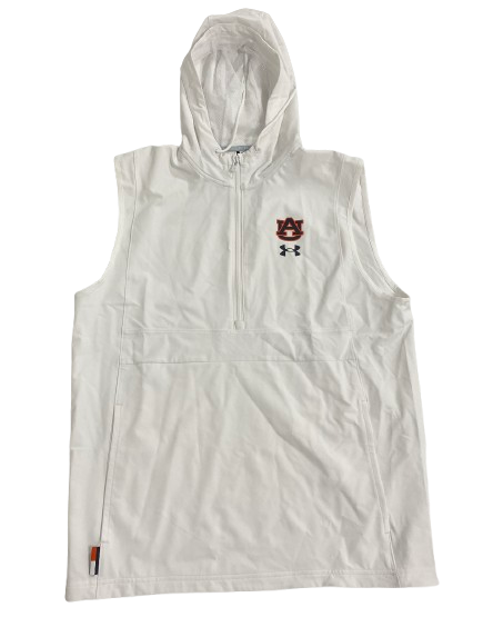 Caleb Burton Auburn Football Player Exclusive Half-Zip Sleeveless Pullover Hoodie (Size L)
