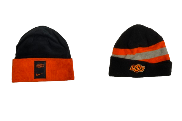 Alan Bowman Oklahoma State Football Team Issued Set of (2) Beanie Hats