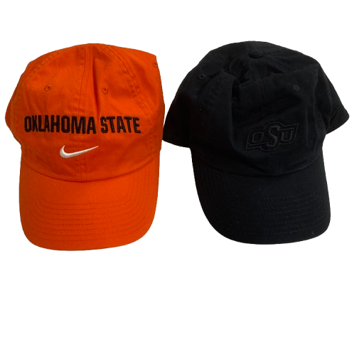 Alan Bowman Oklahoma State Football Team Issued Set of (2) Hats