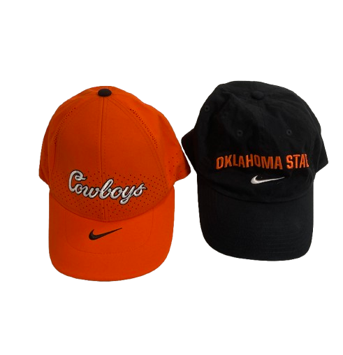 Alan Bowman Oklahoma State Football Team Issued Set of (2) Hats
