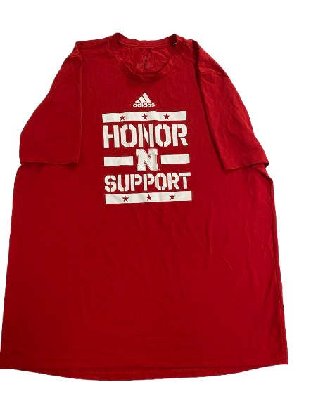 Princewill Umanmielen Nebraska Football Player Exclusive "HONOR SUPPORT" Workout Shirt (Size XL)