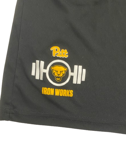 Daejon Reynolds Pittsburgh Football Player Exclusive "IRON WORKS" Strength & Conditioning Weight Room Workout Shorts (Size L)