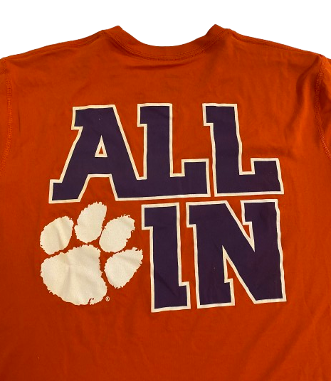 Will Brown Clemson Football Player Exclusive "EMBRACE THE TARGET / ALL IN" Workout Shirt (Size XL)