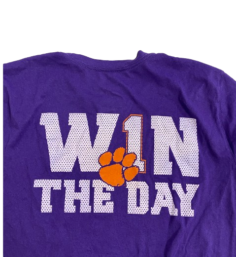 Will Brown Clemson Football Player Exclusive "W1N THE DAY" Workout Shirt (Size L)