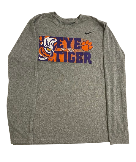 Will Brown Clemson Football Player Exclusive "EYE OF THE TIGER HEART OF A CHAMPION" Long Sleeve Shirt (Size L)