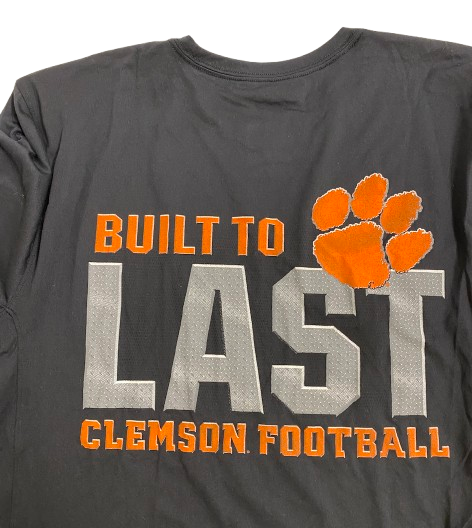 Will Brown Clemson Football Player Exclusive "BUILT TO LAST" Workout Shirt (Size L)