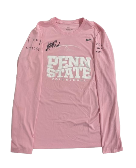 Jess Mruzik Penn State Volleyball SIGNED Player Exclusive "2024 NATIONAL CHAMPIONSHIP" Pre-Game Warm-Up Long Sleeve Shirt with Number on Back (Size XL)