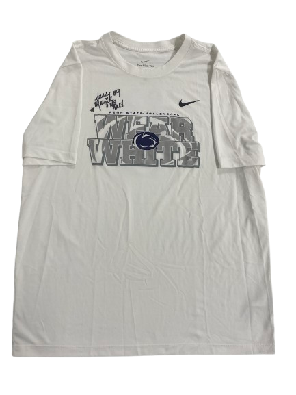 Jess Mruzik Penn State Volleyball SIGNED Player Exclusive Pre-Game Warm-Up Shirt with Number on Back (Size XL)