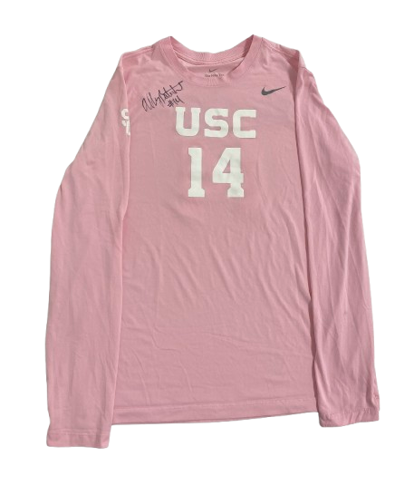 Ally Batenhorst USC Volleyball SIGNED Player Exclusive Pre-Game Warm-Up Long Sleeve Shirt with Name & Number (Size L)