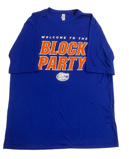 Elli McKissock Florida Volleyball Player Exclusive "Welcome To The Block Party" Workout Shirt (Size L)