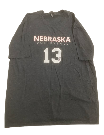 Merritt Beason Nebraska Volleyball SIGNED Player Exclusive Shirt with Number on Front & Back (Size XL)