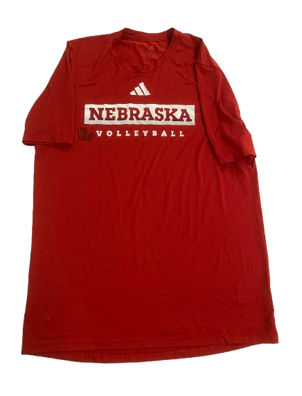 Merritt Beason Nebraska Volleyball SIGNED Player Exclusive Practice Shirt (Size LT)