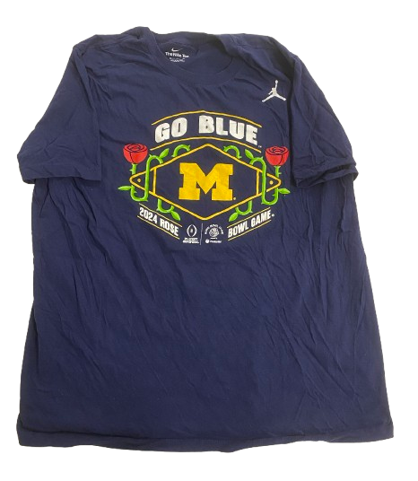Alex Orji Michigan Football Team Issued "2024 ROSE BOWL" T-Shirt (Size XL)