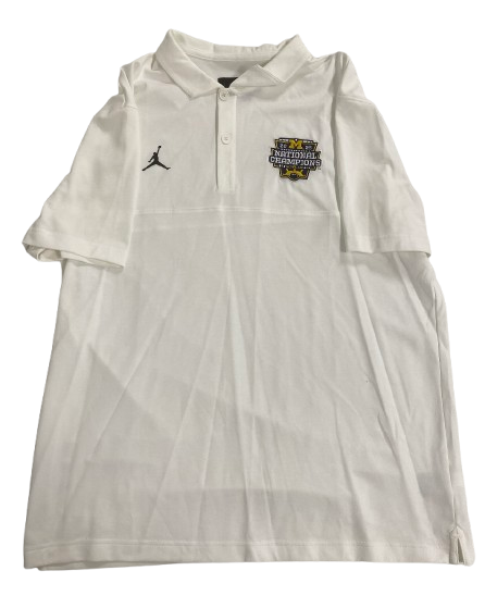 Alex Orji Michigan Football Player Exclusive Official "2023 NATIONAL CHAMPIONS" Polo Shirt (Size XL)