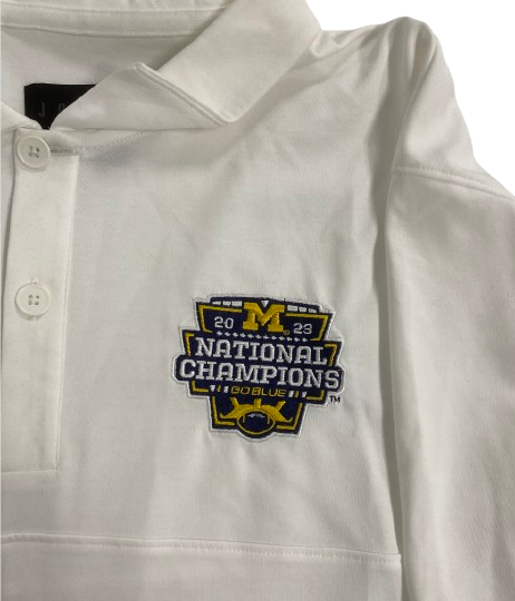 Alex Orji Michigan Football Player Exclusive Official "2023 NATIONAL CHAMPIONS" Polo Shirt (Size XL)