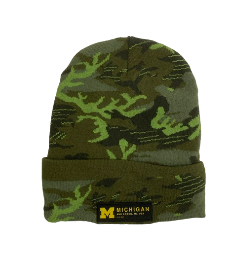 Alex Orji Michigan Football Team Issued Camo Beanie Hat