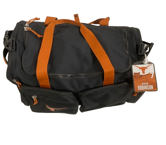 Keilan Robinson Texas Football Player Exclusive Travel Duffel Bag with Player Travel Tag