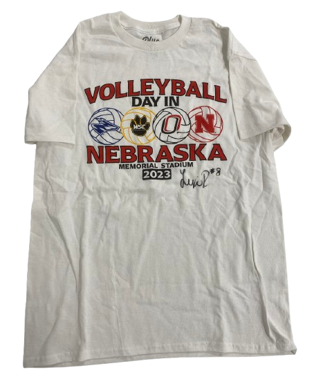 Lexi Rodriguez Nebraska Volleyball SIGNED "Memorial Stadium 2023 Volleyball Day In Nebraska" T-Shirt (Size M)