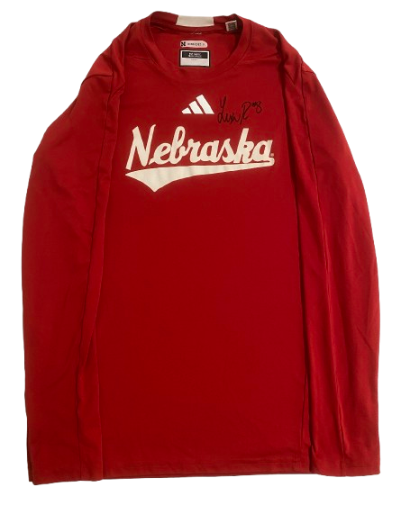 Lexi Rodriguez Nebraska Volleyball SIGNED Player Exclusive Pre-Game Warm-Up Long Sleeve Shirt with Player Tag (Size M) - PHOTO MATCHED