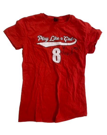 Lexi Rodriguez Nebraska Volleyball SIGNED "Play Like a Girl" T-Shirt with Number (Size M) - PHOTO MATCHED