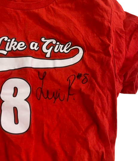 Lexi Rodriguez Nebraska Volleyball SIGNED "Play Like a Girl" T-Shirt with Number (Size M) - PHOTO MATCHED