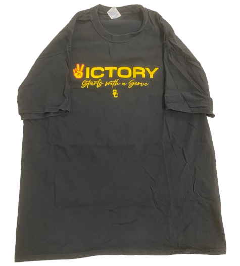 Ally Batenhorst USC Volleyball Player Exclusive "Victory Starts with a Serve" Workout Shirt (Size XL)