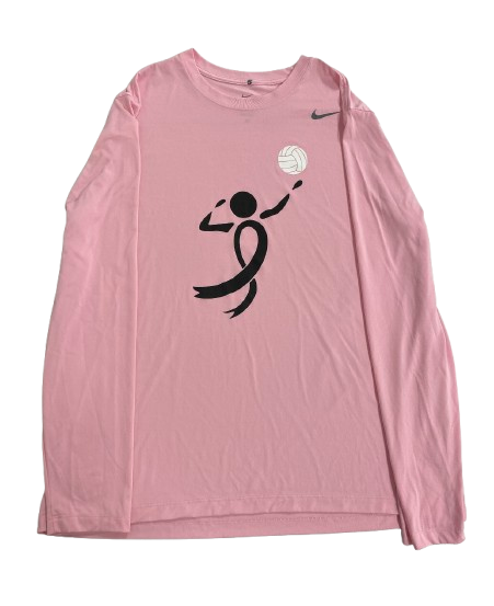Melani Shaffmaster Minnesota Volleyball Player Exclusive "Breast Cancer Awareness" Pre-Game Warm-Up Long Sleeve Shirt (Size XXL)
