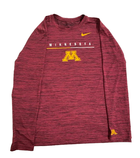 Melani Shaffmaster Minnesota Volleyball Team Issued Long Sleeve Workout Shirt (Size XXL)