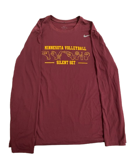 Melani Shaffmaster Minnesota Volleyball Player Exclusive "SILENT SET" Pre-Game Warm-Up Long Sleeve Shirt (Size XXL)