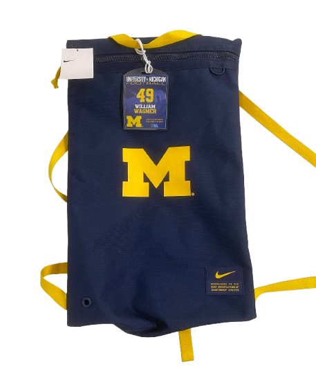 William Wagner Michigan Football Player Exclusive Gym Sack Utility Bag with Player Tag