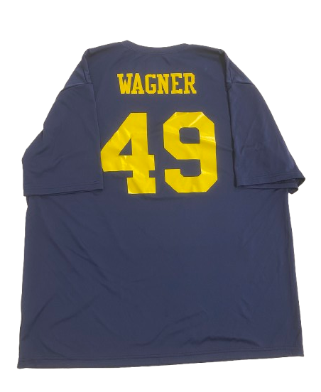 William Wagner Michigan Football Player Exclusive Workout Shirt with Number on Front & Back (Size XL)