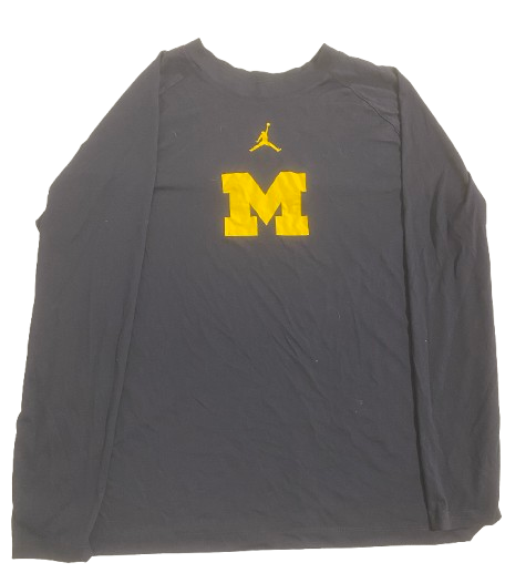 William Wagner Michigan Football Player Exclusive Black Long Sleeve Workout Shirt (Size XL)