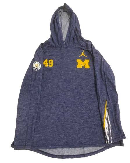 William Wagner Michigan Football Player Exclusive "Citrus Bowl" Pre-Game Warm-Up Performance Hoodie with Number on Front (Size XL)